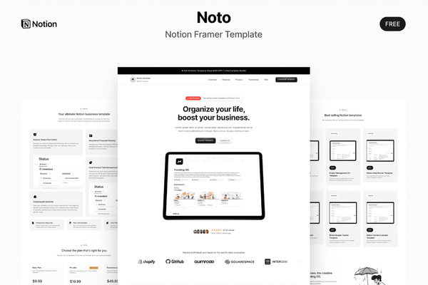 Noto — Freebie Notion Framer Template