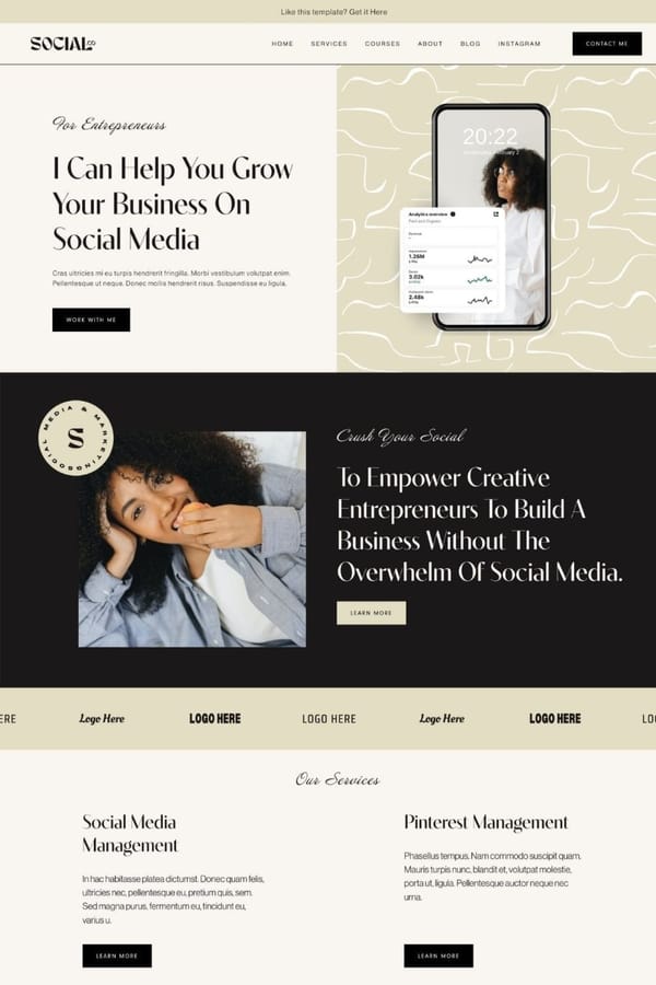 Social Media - Squarespace 7.1 Template